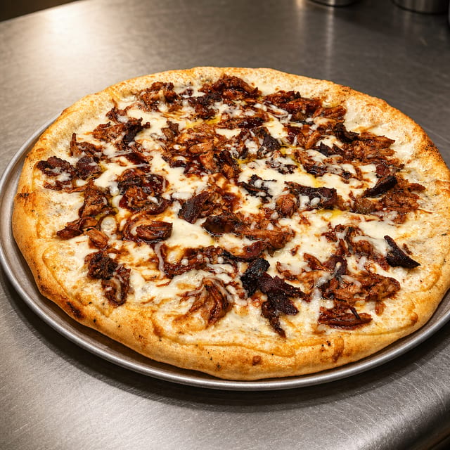 Chicken & Pig Pizza.