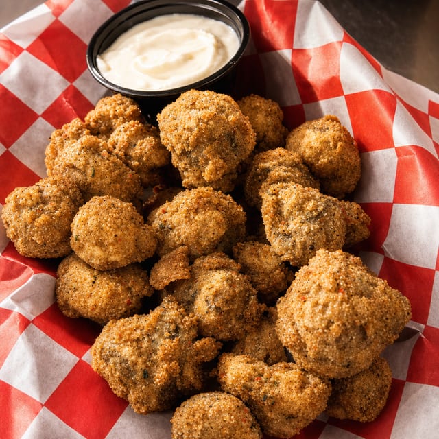 Hand Breaded Mushrooms.